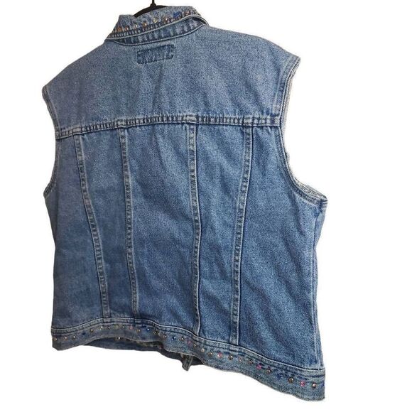 L.A. Blues Vintage Embellished Cotton Denim Vest Pleated Size XL One Of A Kind - Picture 13 of 14
